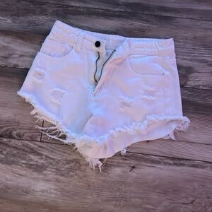 white jean shorts